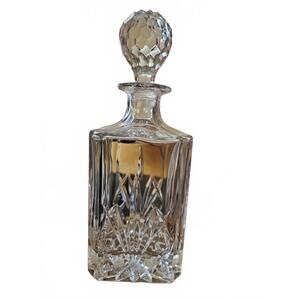 Vintage Cut Crystal Decanter – Diamond Flash Cut & Ball Stopper – Excellent